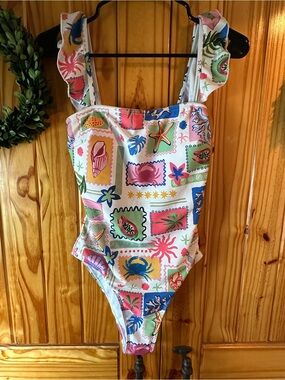 One-Piece Swim Suit - Multicolor Print
